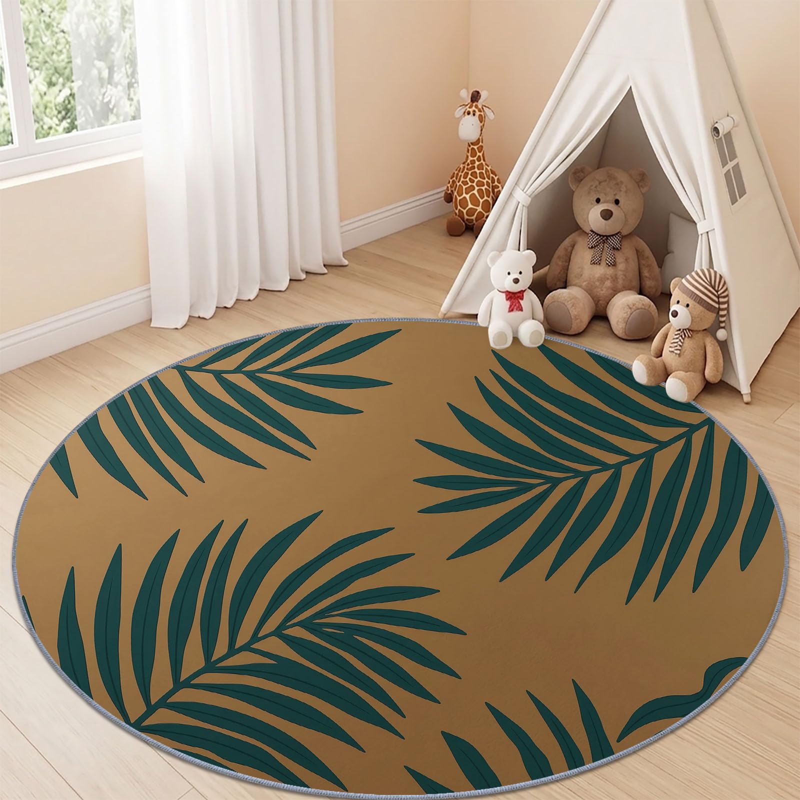 Alfombra redonda vintage para salón, 100 cm, lavable, antideslizante
