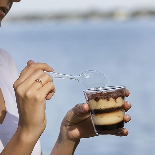 Miniatura 3 de Safeware 200 cucharas de plástico transparente, resistentes, cubiertos desechables para fiestas, barbacoas, picnic, familia, oficina, restaurante