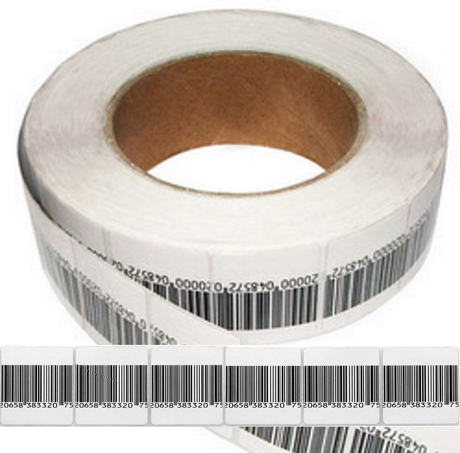 O&W Security Sicherungsetiketten 2000 Stück – Klebeetiketten 8,2 MHz, 3x4 cm, deaktivierbar, Dummy-Barcode (weiß), kompatibel mit gängigen Warensicherungssystemen