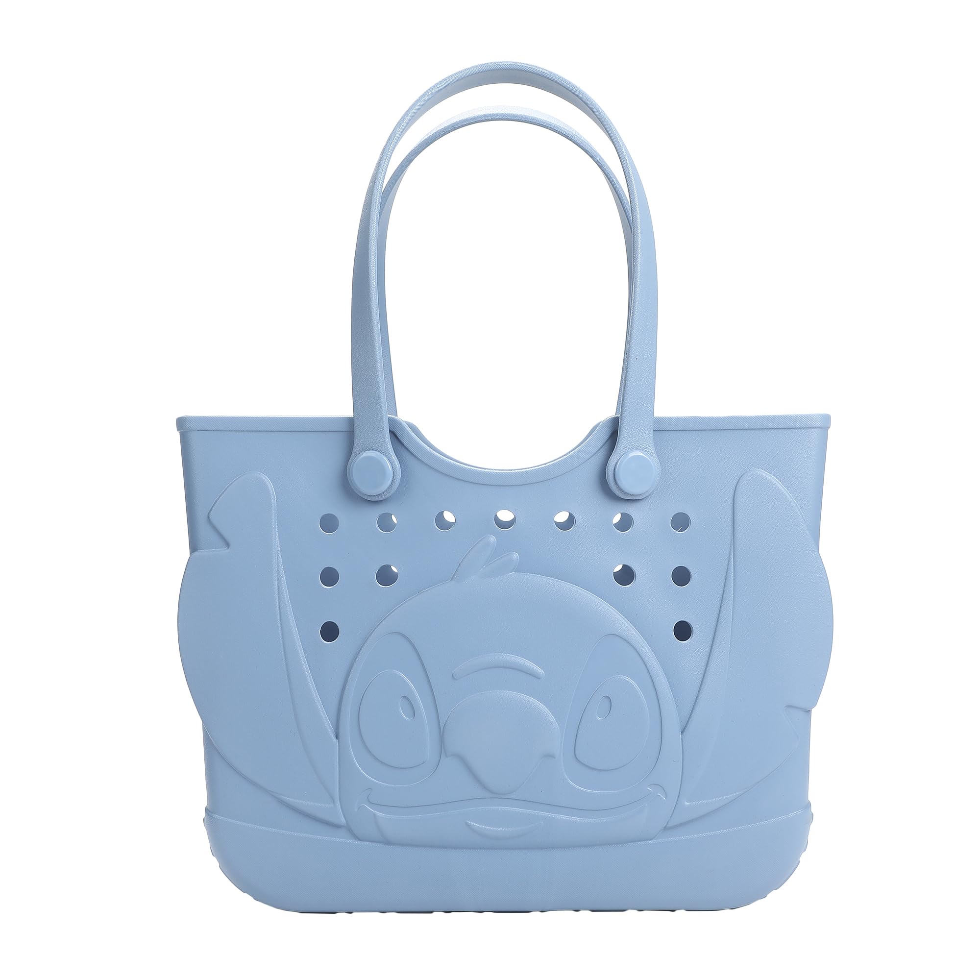 Disney Stitch 3D Character Face Blue 16.5" EVA Molded Gummy Tote