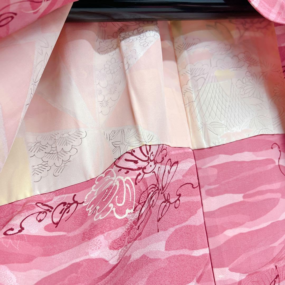 羽織　正絹　花模様　手描き風　霞　雲　扇地紋　着物　063t 羽織 正絹 花模様 手描き風 霞 雲 扇地紋 着物 063t 【公式通販】