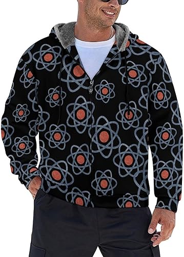 Atom Science Men's Hoodies Fleece Hooded Zippered Sweatshirt Long Sleeve Jacket With Pockets