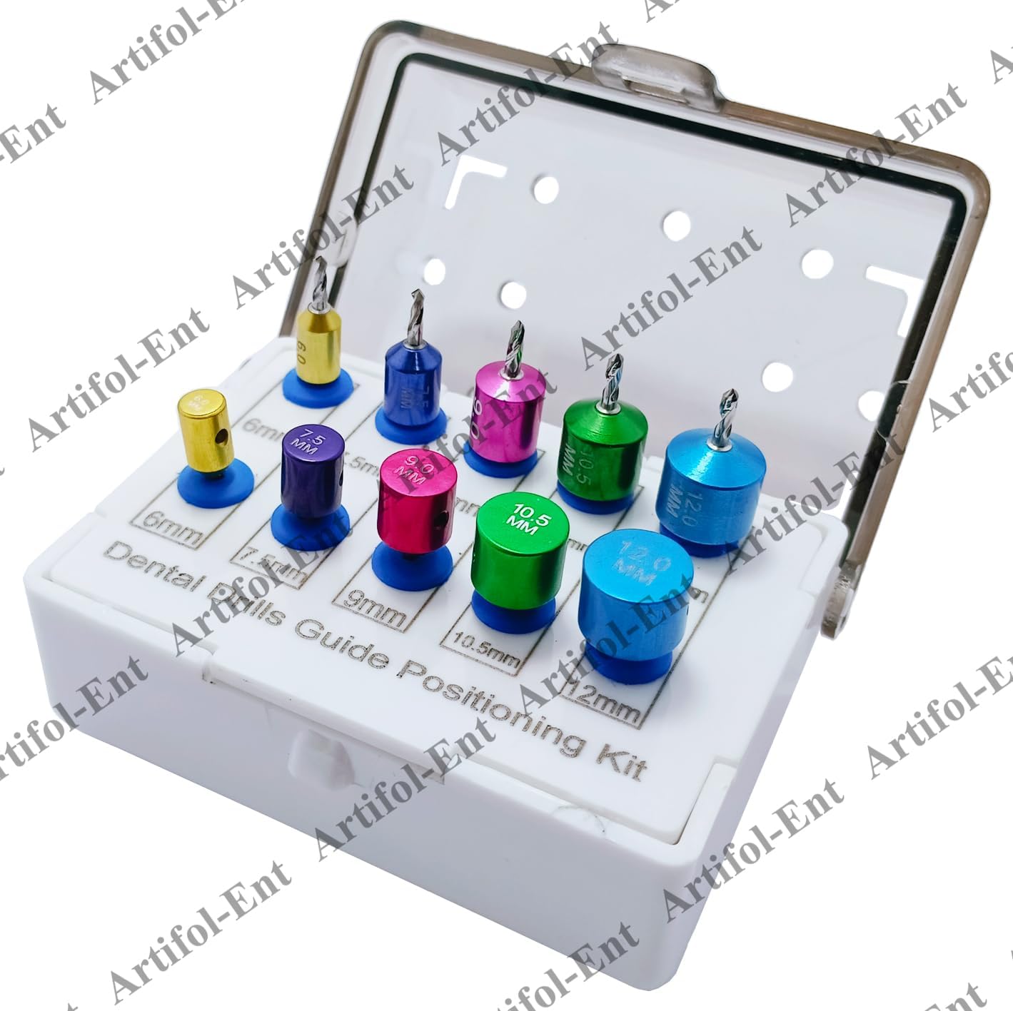 10-Piece Dental Drill Guide and Positioning Kit – Implant Guided Parallel Pin Set with Plastic Holder – Implantology Drills #OS1064