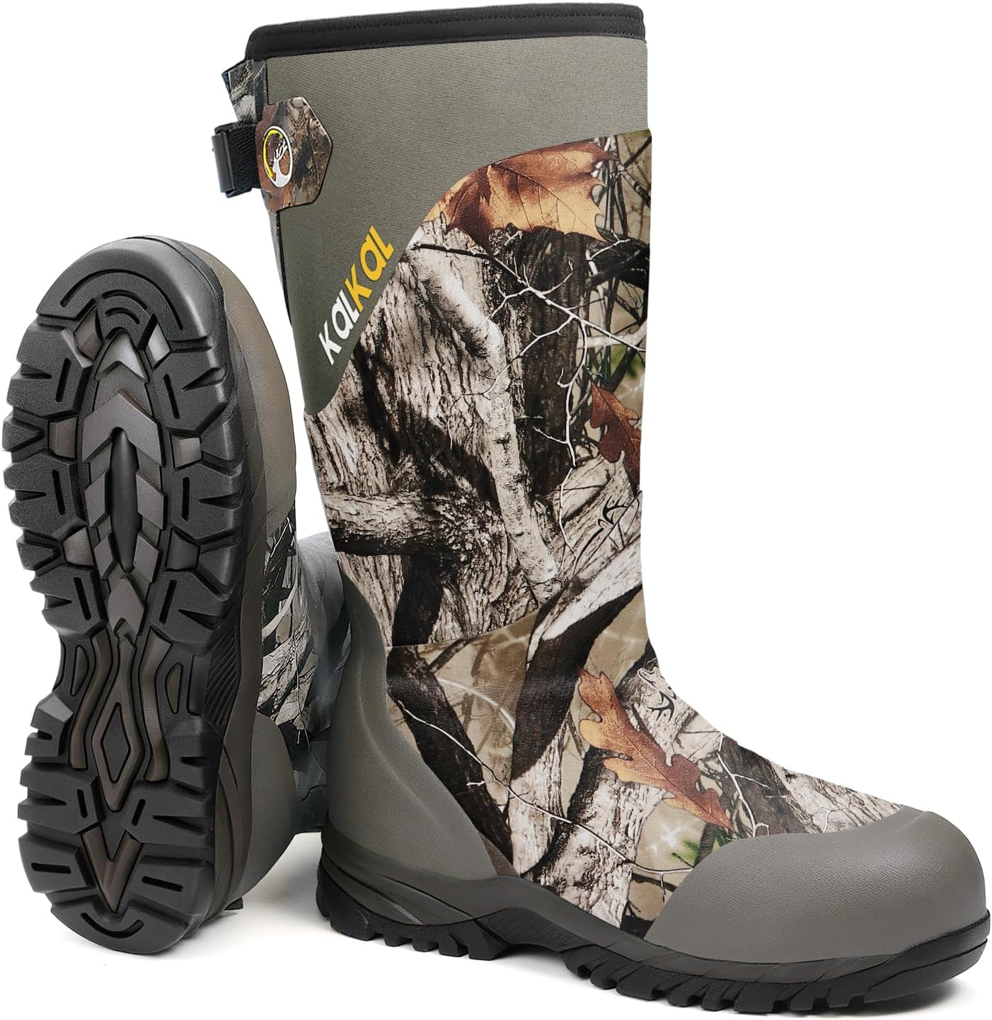 Kalkal Hunting Boots for Men with 800g Insulation, Waterproof Men's Insulated hunting boots with 7mm Neoprene, Sturdy Warm Rubber Boots for Outdoor Hunting Boots for Men (Size 6-14)