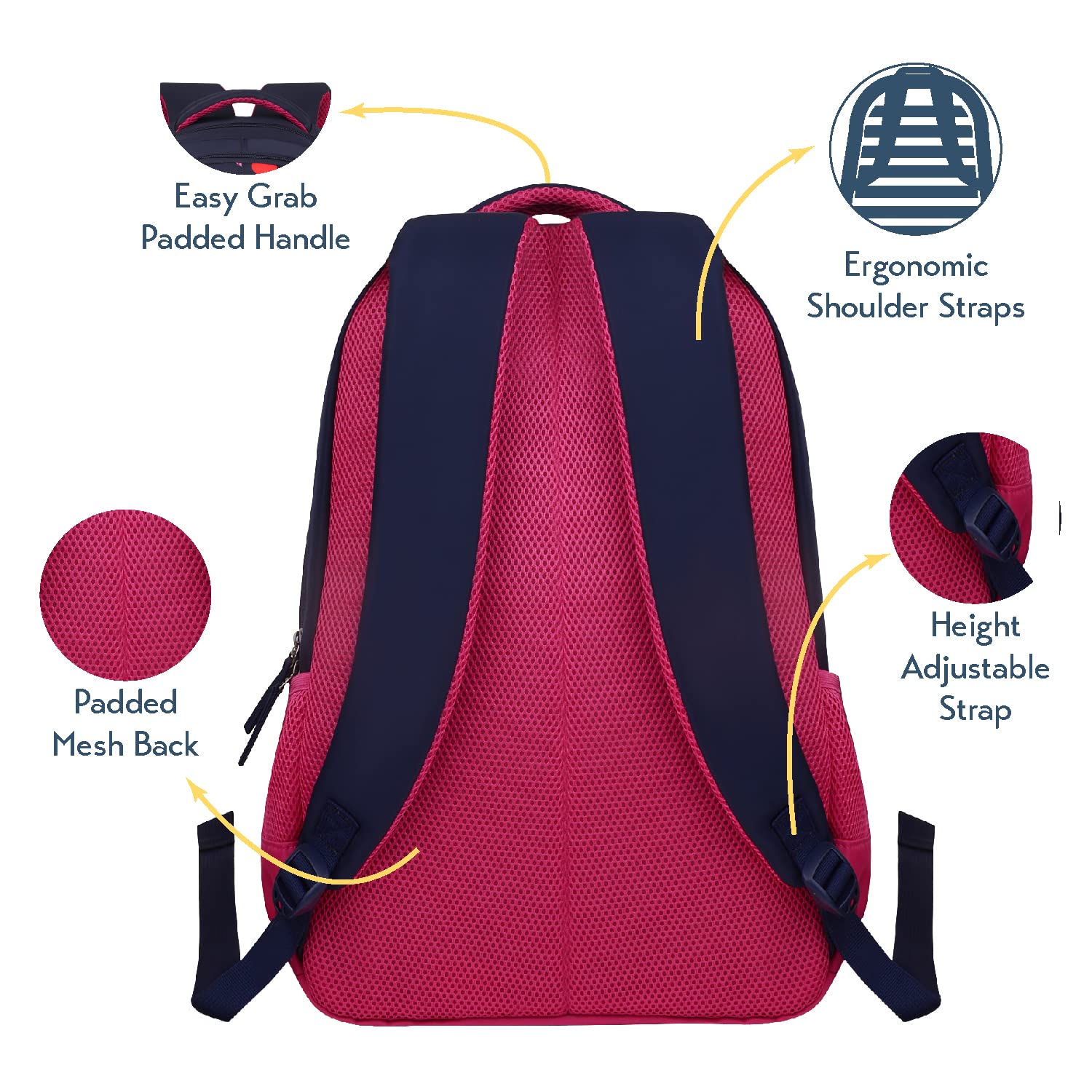 Genie Poppins Laptop Backpack for Girls (36L) | Premium Office, College & Travel Laptop Backpack | Multi-Compartment, Lightweight, Ergonomic Straps | Navy Blue 1