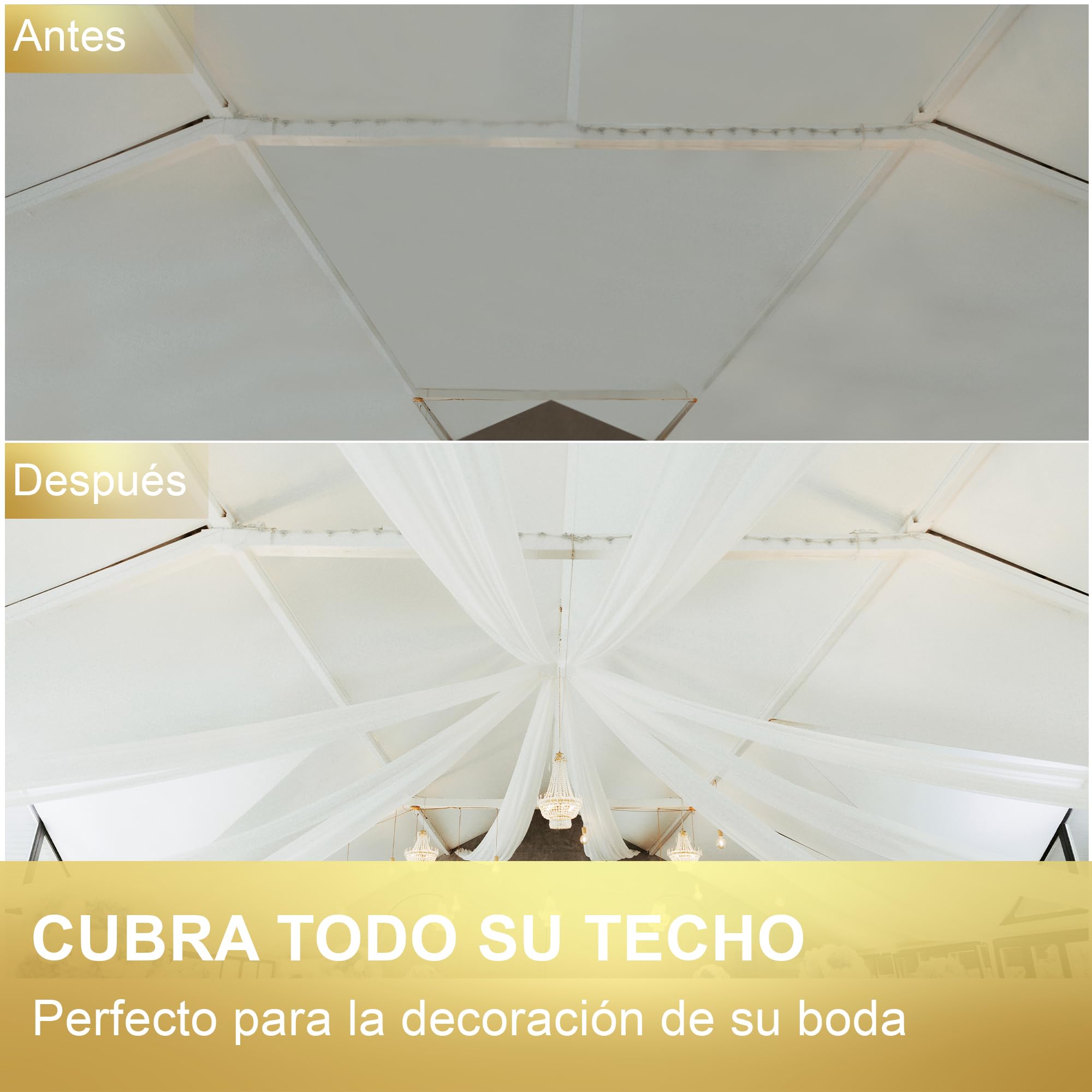 Cortina Decorativa Arco de Boda, 80CM X 100M - Tejido Decorativo, Cortina de Boda, Rollo de Textil no Tejido Blanco, Decoración de Boda, Baby Shower, Comunión, Bautizo, Cumpleaños