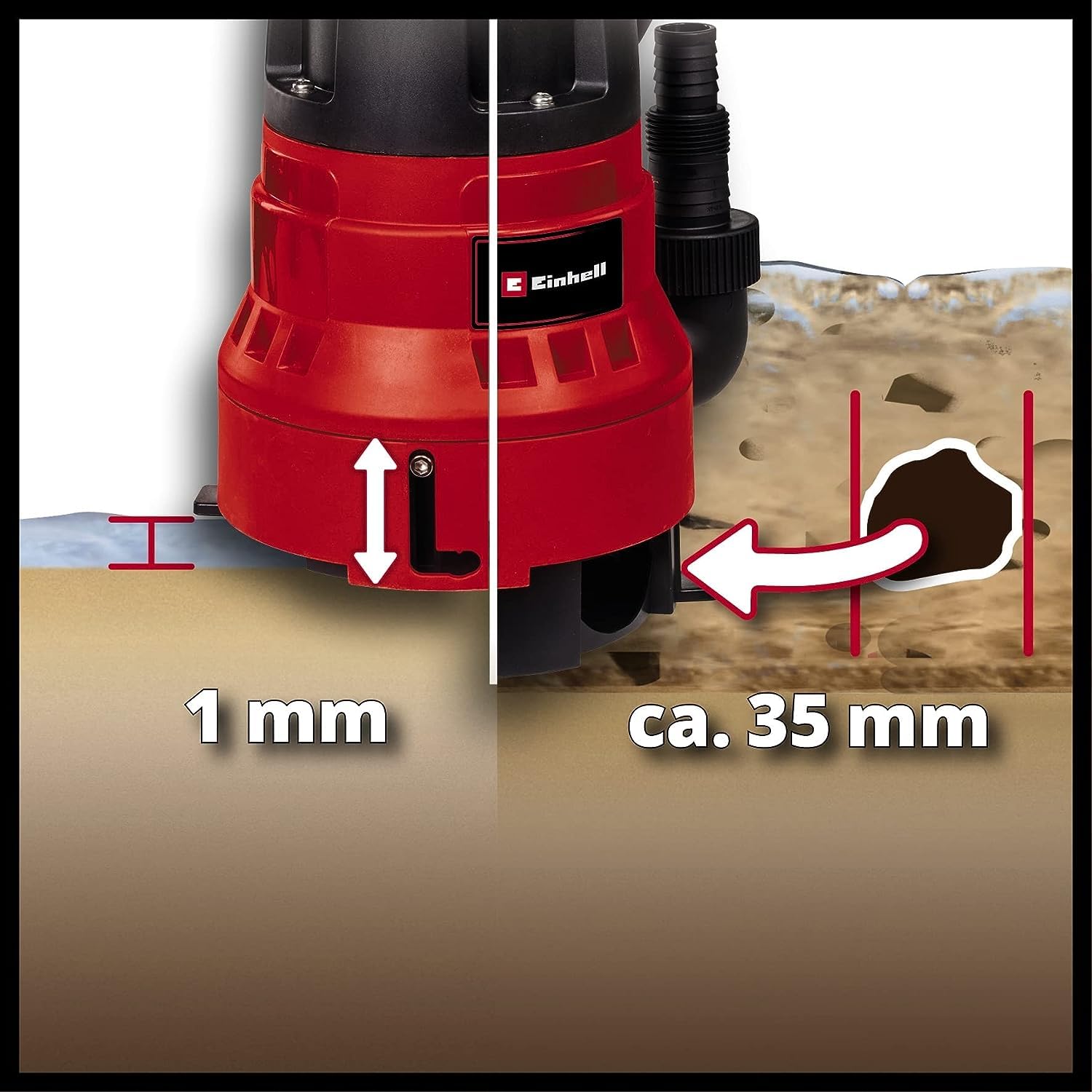 Einhell Bomba de aguas sucias GC-DP 7035 LL (700 W, aspirando en plano hasta 1 mm, caudal 16.000 l/h, 0,8 bares, profundidad de inmersión 7 m, ajustable para aguas sucias y claras)
