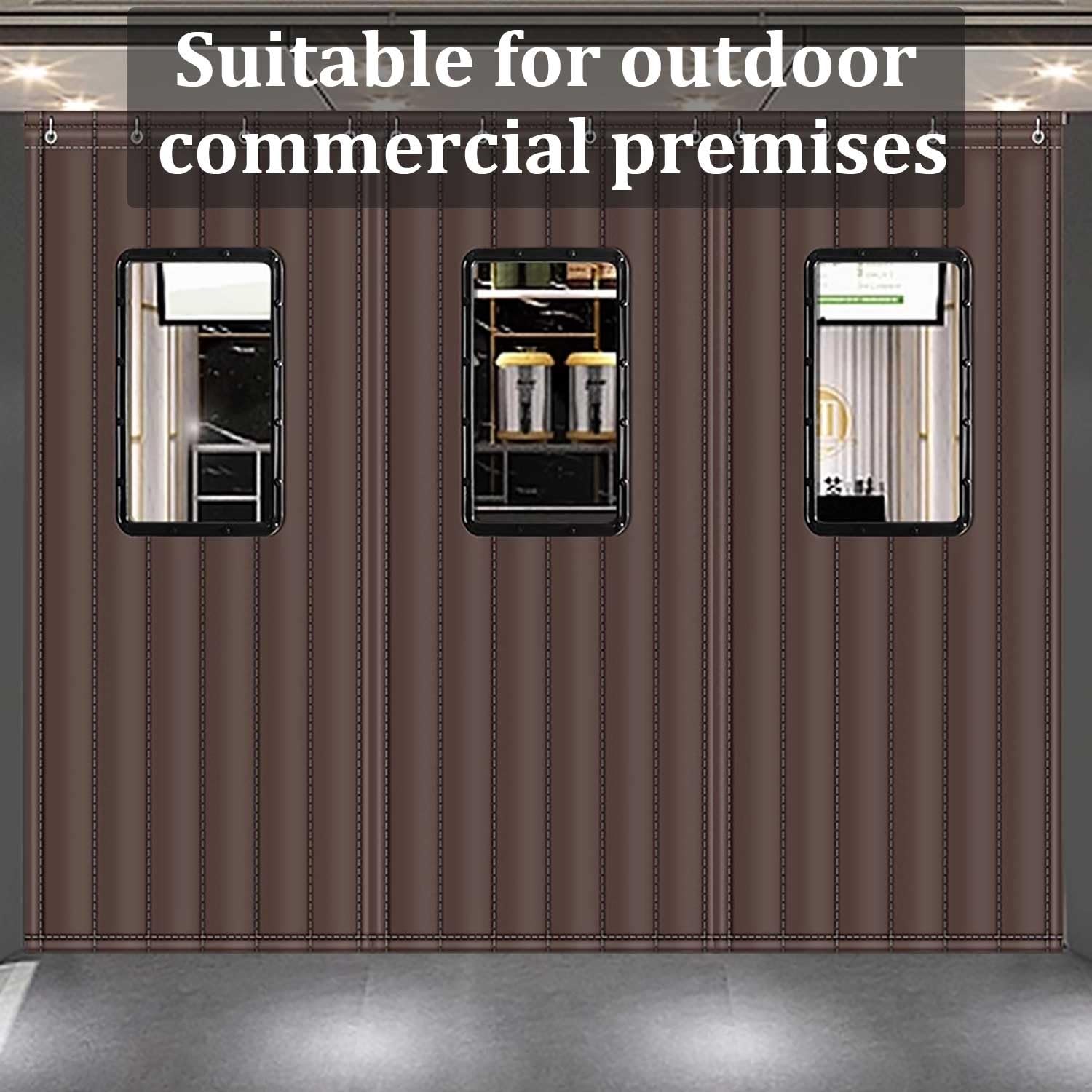 Blickdicht Verdunklungsvorhänge Mit transparentem Fenster Thermo Türvorhang Vorhänge Schlafzimmer Thermo Türvorhang Kälteschutz Türvorhänge zum Schutz der Privatsphäre(Black,100x200cm(39x79in))