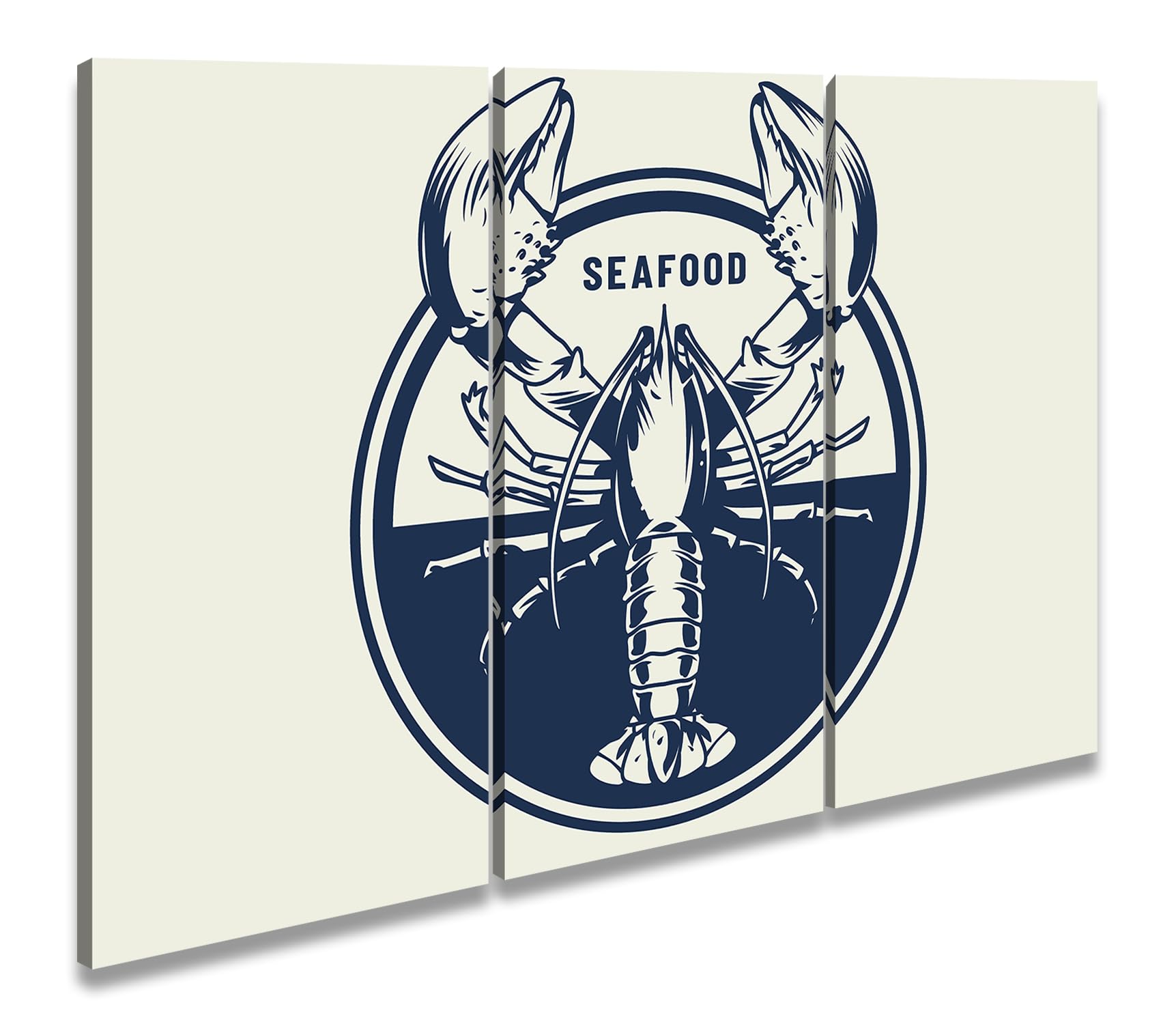 Majestous Aragosta - Simbolo delle prelibatezze del mare. Dimensioni: 120 x 80 cm (3 pezzi) Stampa artistica XXL motivo stampato su cornice in legno / immagine su tela / murale / decorazione per