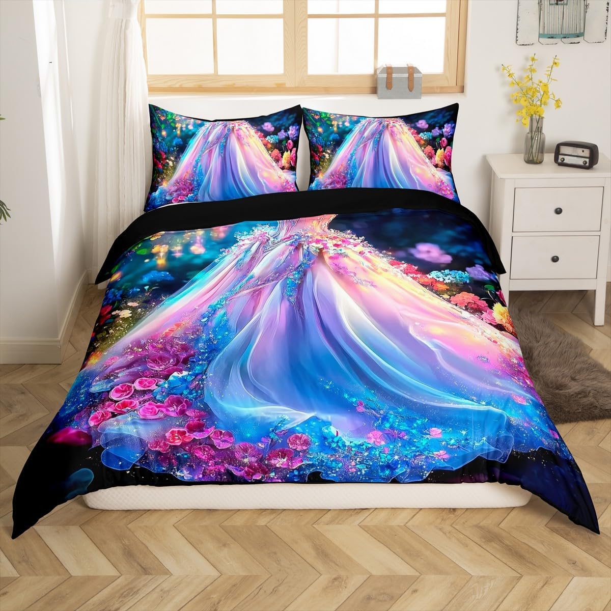 Erosebridal White Angel Duvet Cover Angel Wings Bedding Set,Dreamy 3D Printed Bed Cover Sacred Inspirational Bed Set Queen