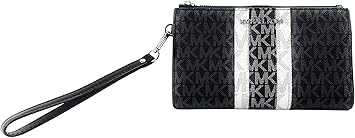 Michael Kors Jet Set Travel Large Double Zip Wristlet in Signature Canvas (Black Multi)