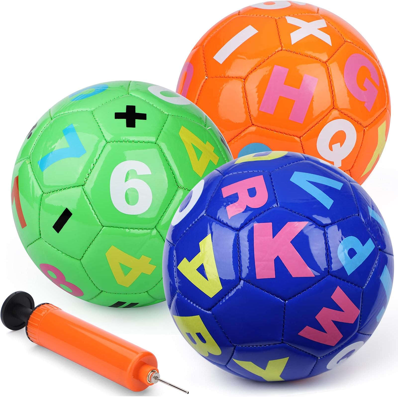 Mini Kids Soccer Rubber Balls Sports Toys, 6" Colorful Beach Balls for Mini Soccer Goal, 3 PCS Indoor Small PVC Football for Backyard Pool, Toddlers Soft Balls for Inflatables Pool Hoops