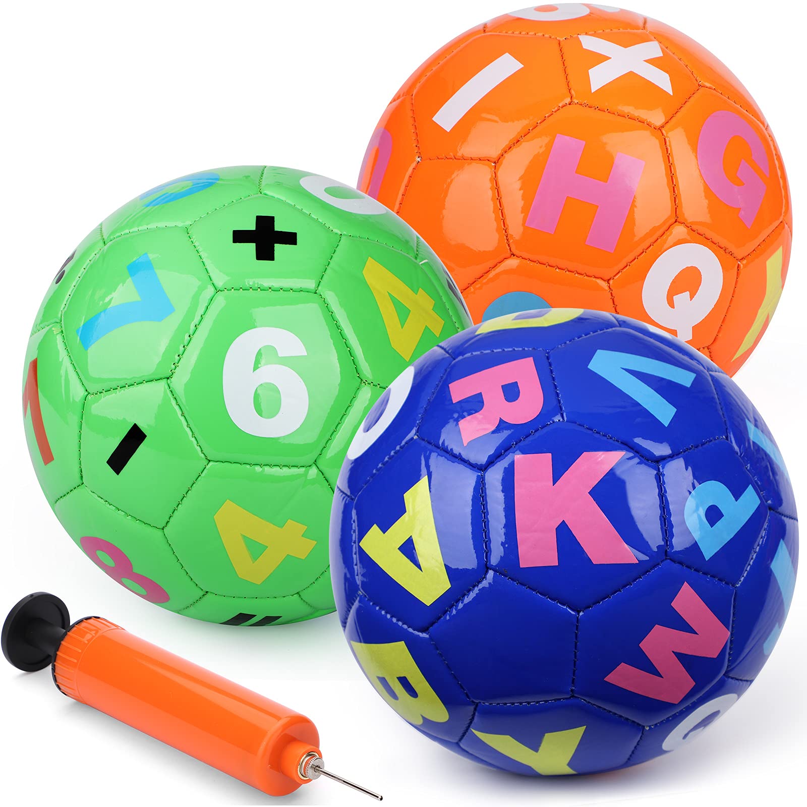 Mini Kids Soccer Rubber Balls Sports Toys, 6" Colorful Beach Balls for Mini Soccer Goal, 3 PCS Indoor Small PVC Football for Backyard Pool, Toddlers Soft Balls for Inflatables Pool Hoops