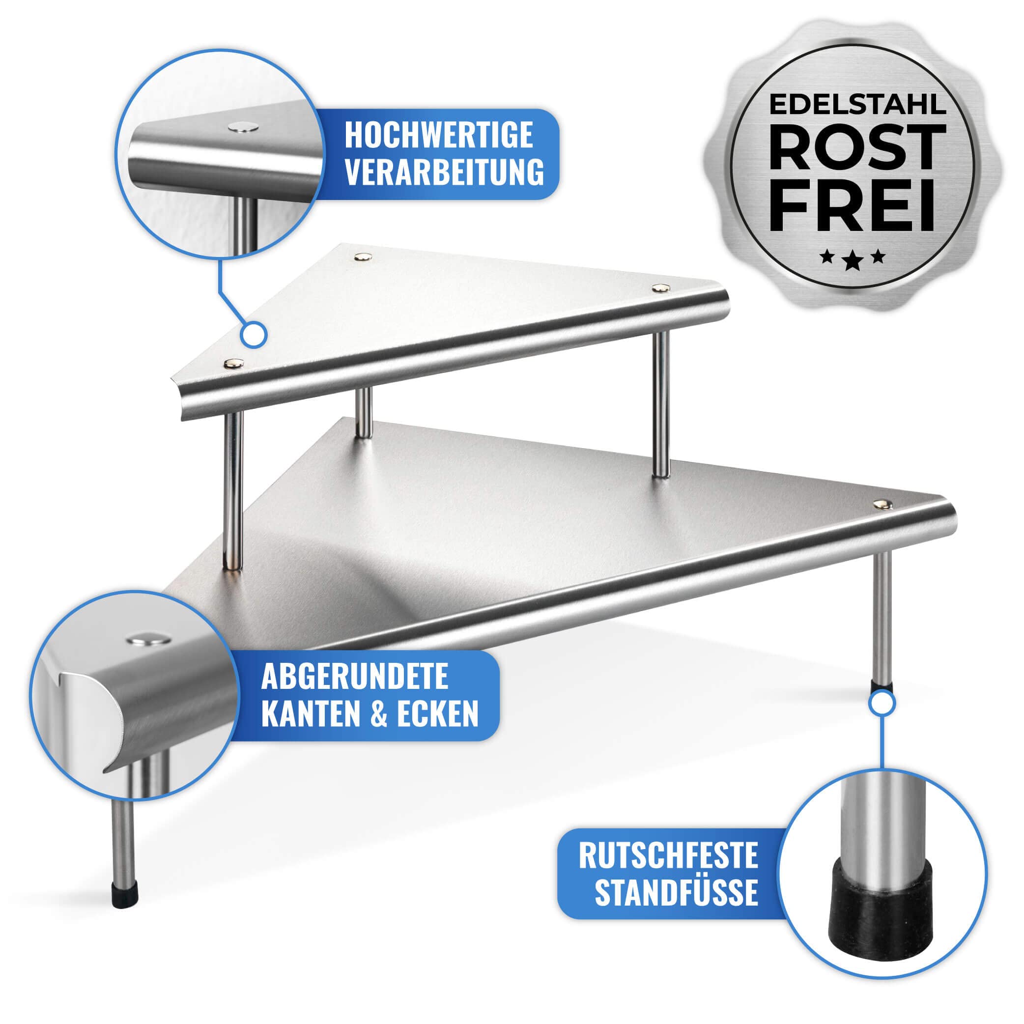 Maximex Étagère d'angle de cuisine Massivo Duo à 2 rayons, Argent