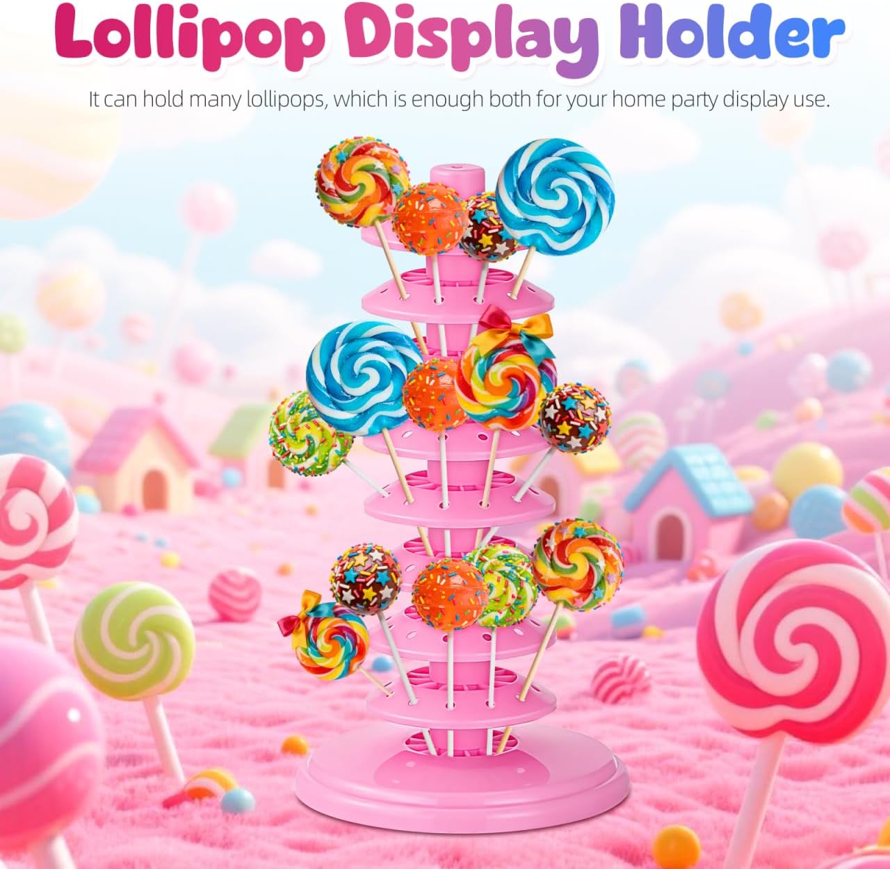 Gadpiparty Multi-Tier Adjustable Lollipop Stand Candy Filler Holder for Party Wedding Birthday Display Rack 10X5.5 Inches Plastic Lollipops Organizer