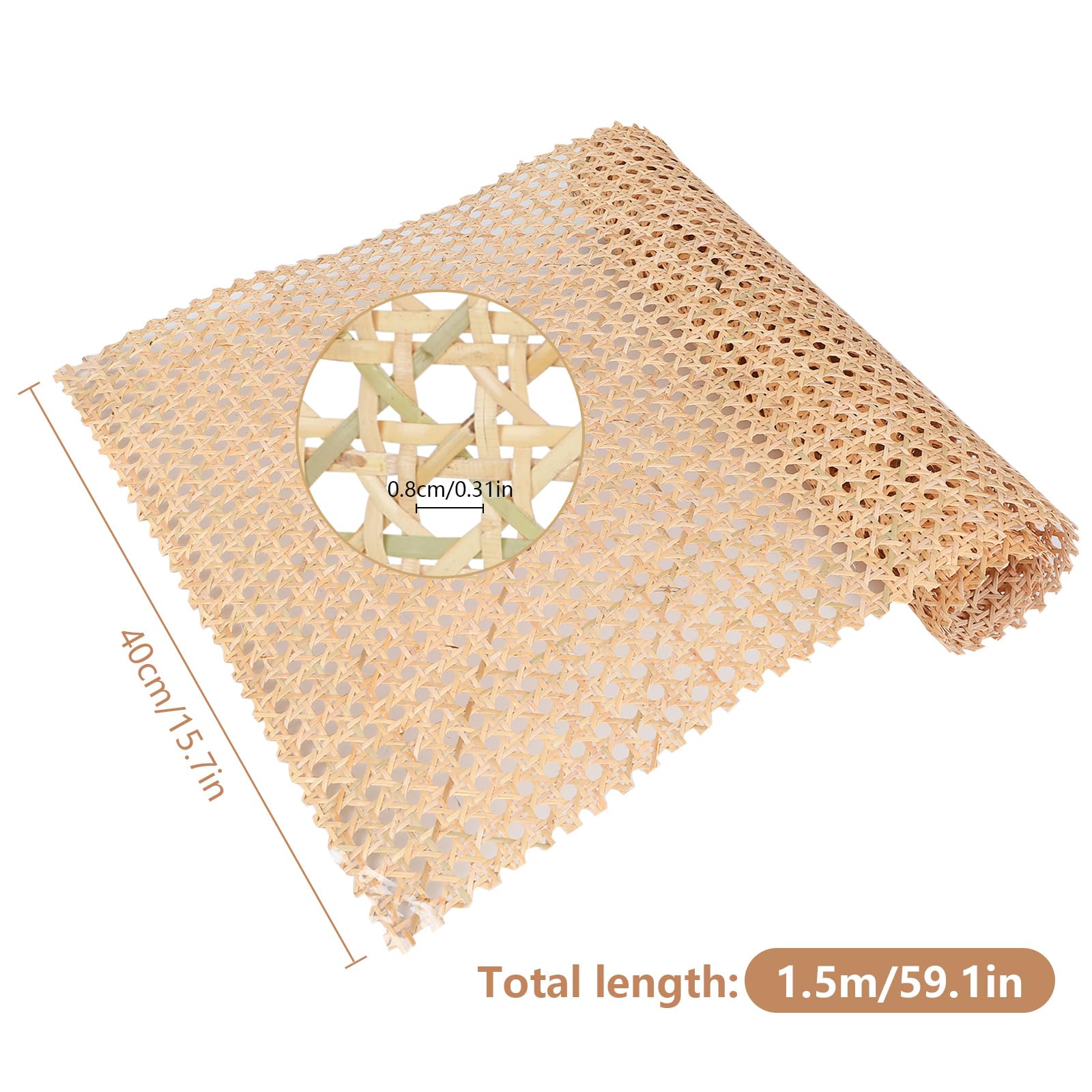 Naturalna taśma rattanowa, pleciona plecionka, plecionka rattanowa, plecionka o strukturze plastra miodu z plecionej rury na krzesło, naturalny rattan, taśma do mebli, krzeseł, szaf (40 cm, 100)