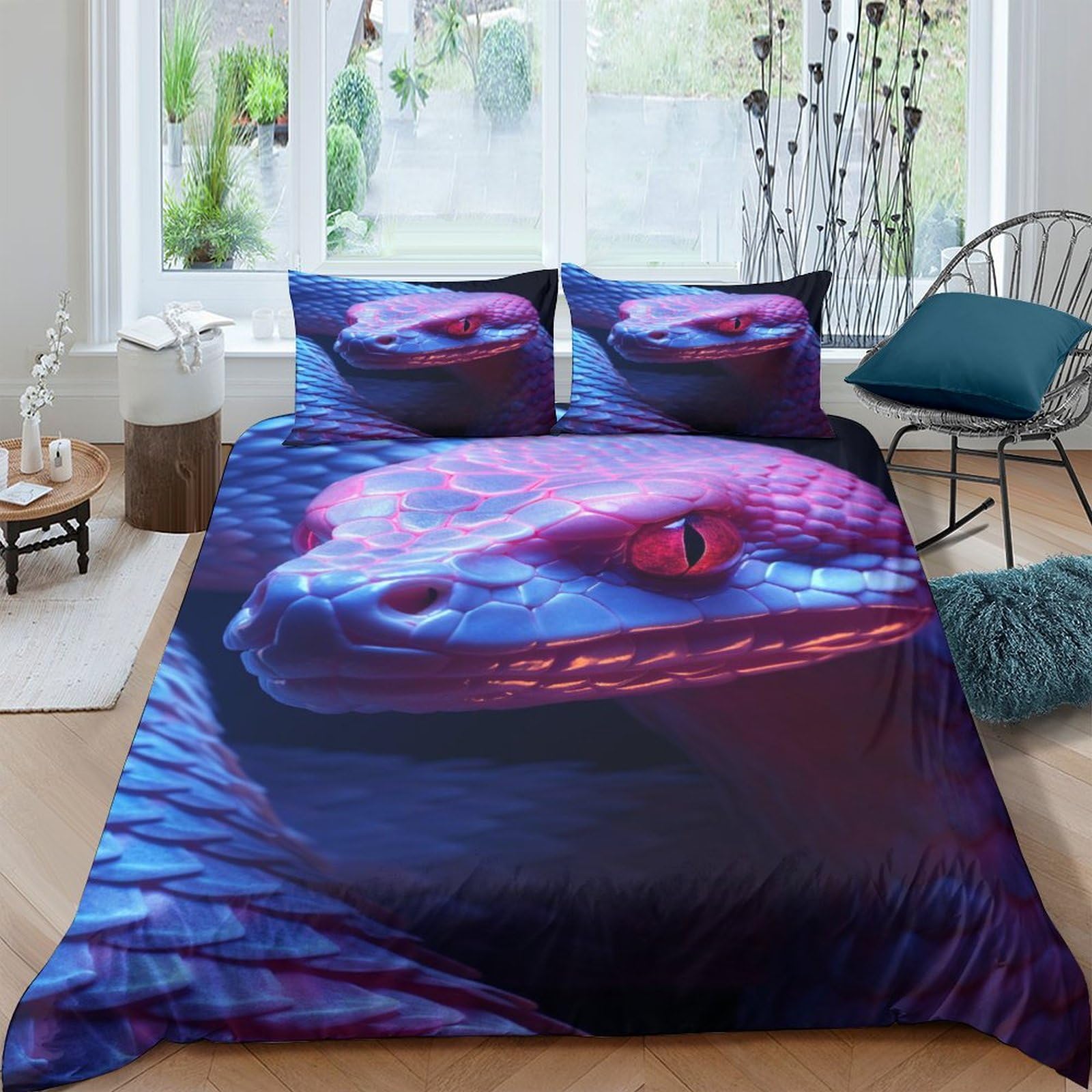 Housse de couette 200x200 serpent microfibre anti-plis sans repassage