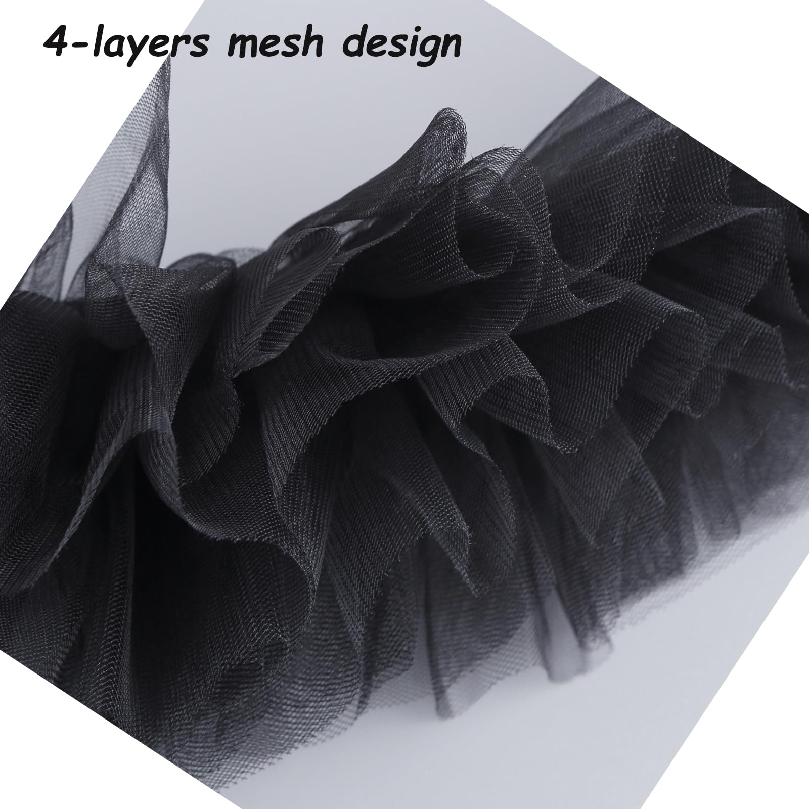 XEPST Clown Tulle Ruffled Collar, Renaissance Victorian Neck Ruffle Collar for Halloween Renaissance Costume Cosplay - Black - Image 3