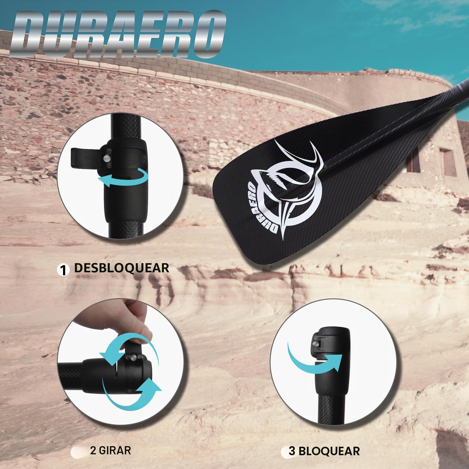 Remo de Carbono con Bolsa - 3 Piezas para Sup Kayak Stand-Up Paddling Board Velocidad Profesional - Remo Ligero 760 g Telescópico Ajustable 165-205 cm kajak Tabla de Surf Sistema enchufable