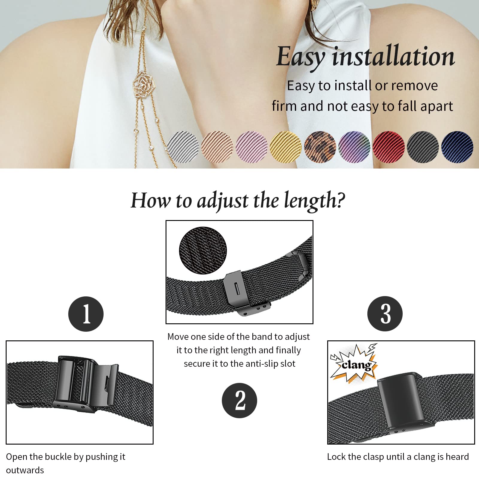 Joyozy Stainless Stell Watch Bands Compatible with Apple Watch Band Amazon.com: Joyozy Slim Stainless Steel Band Compatible with  main image 3