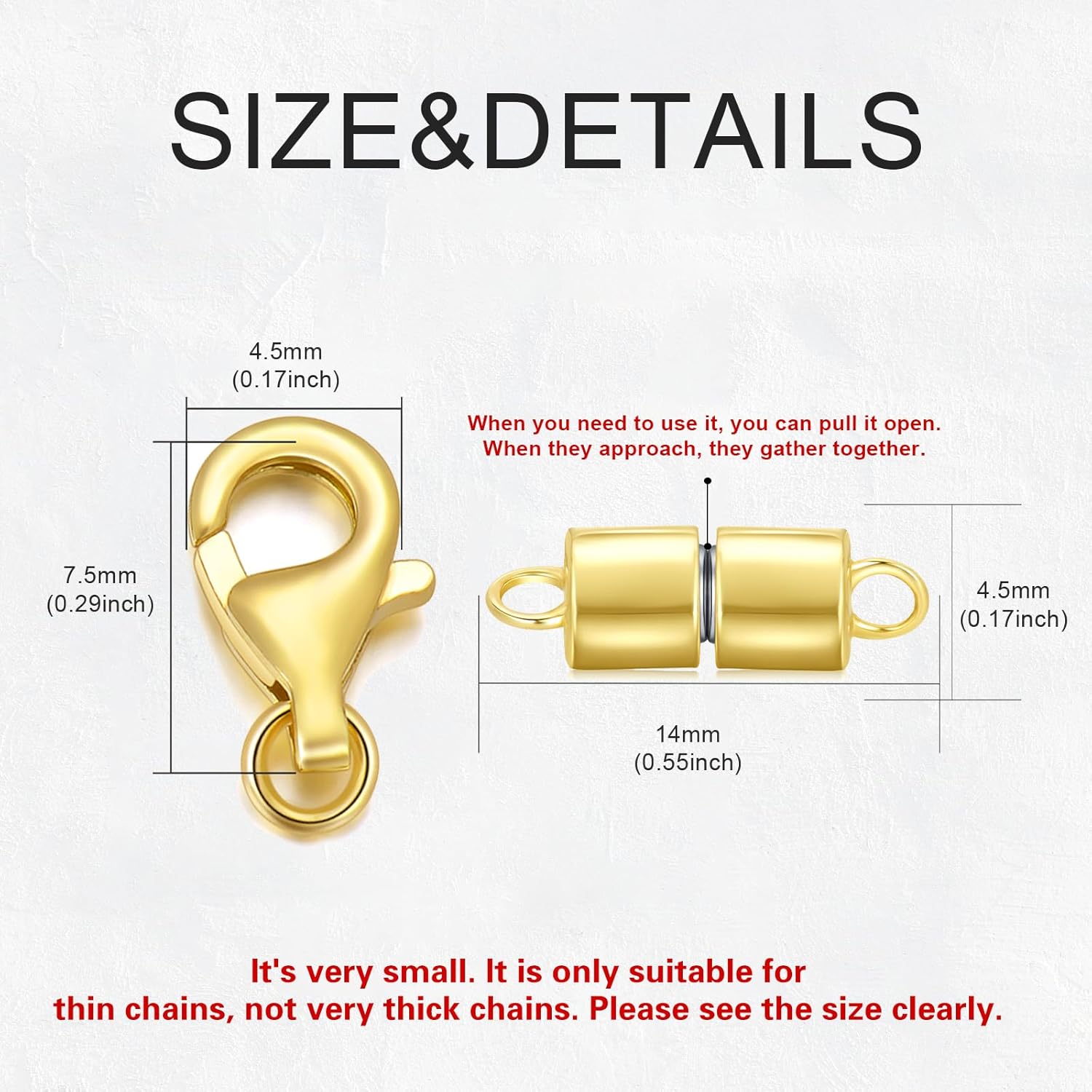 14K Real Gold Clasp for DIY Necklace Bracelet Jewelry Making, Lobster Clasp Extender Necklace Clasp Connector Bracelet Extension(Style 5)