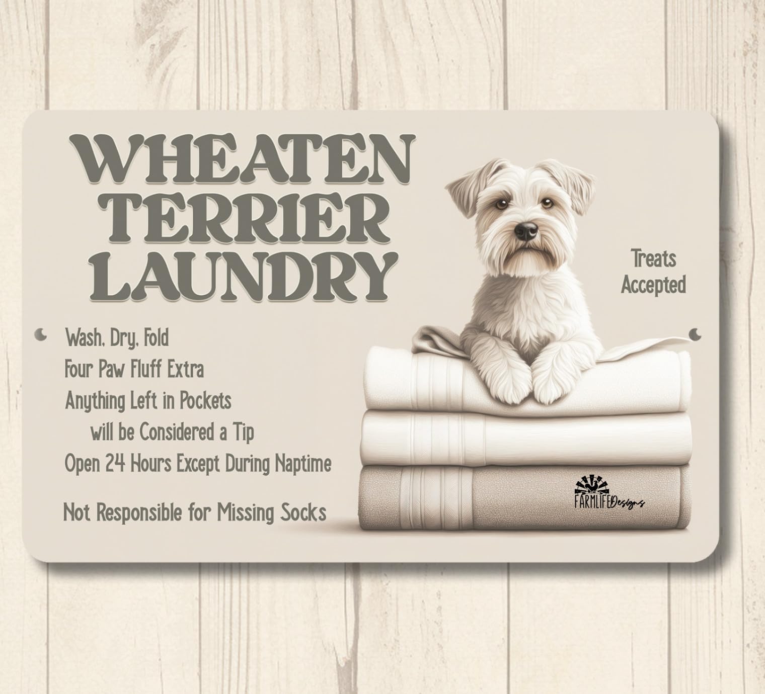 Wheaten Terrier Laundry Room sign dog metal tin wall art funny farmhouse decor home decor