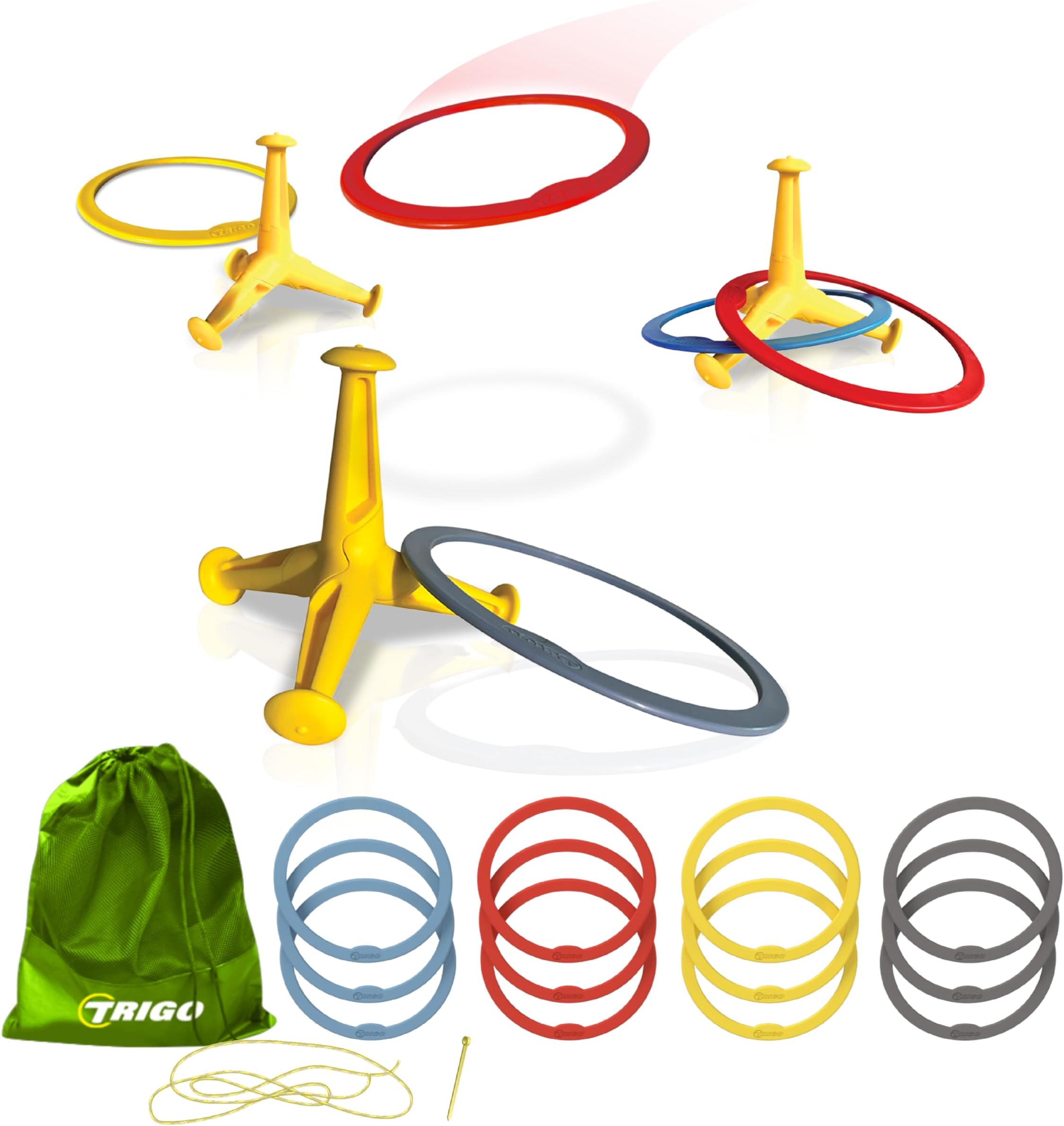 Hape Trigo Ring Toss Game Set with Carry Bag 18pcs,Throwing Rings For Kids & Adults, Group Play for 2-4 players, For Outdoor, Backyard, and Beach Outings and Family Reunions, 4yr+