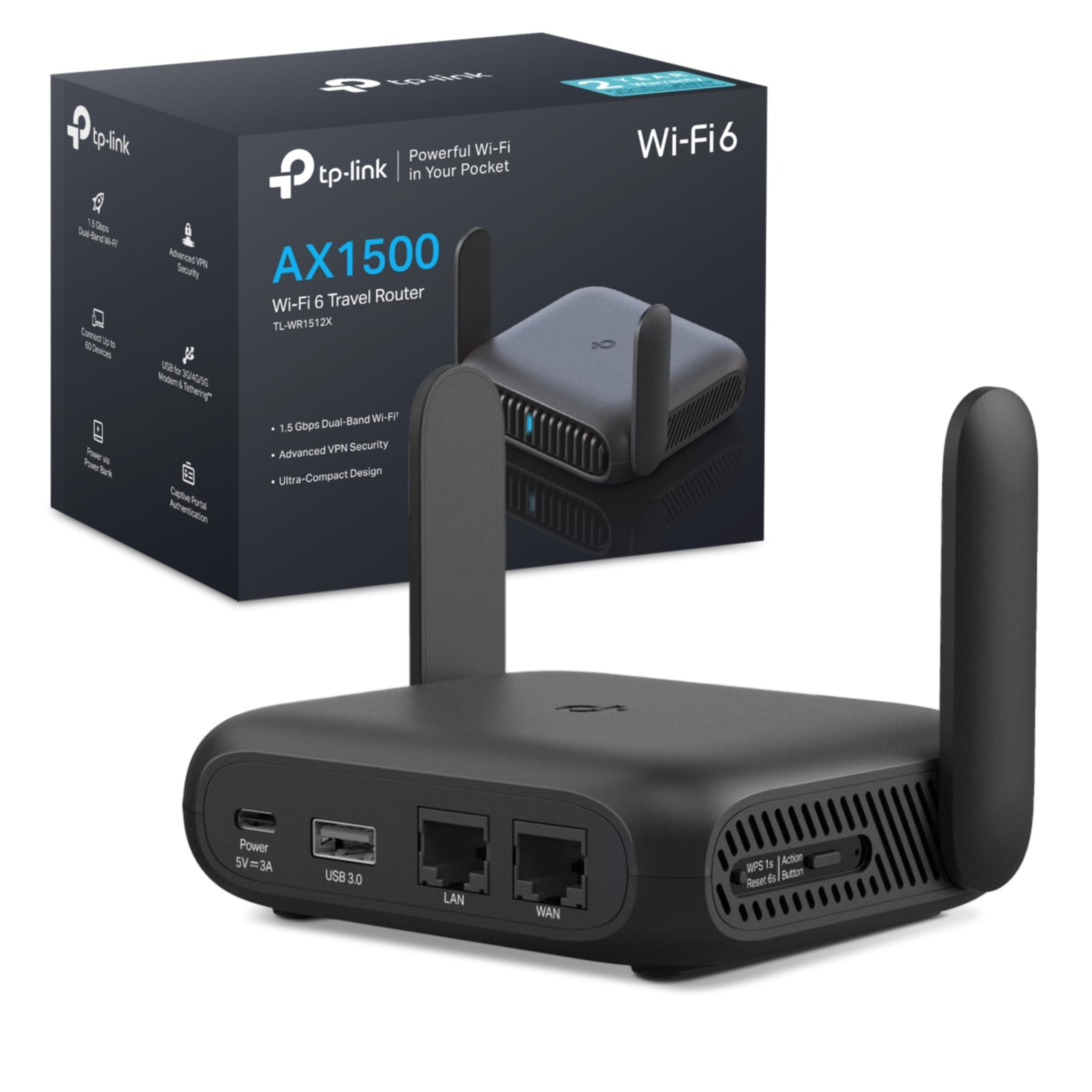 TP-Link TL-WR1512X Wi-Fi 6 Reise WLAN Router AX1500