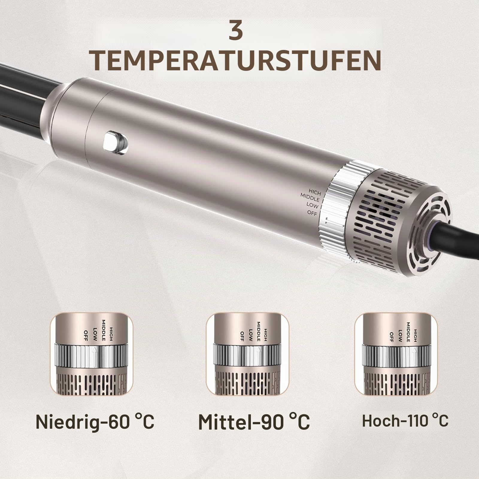 TANSHINE 6-in-1 Hairstyler 1000W Heißluftbürste Warmluftbürste Lockenstab