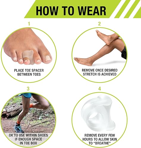 Miniatura 6 de Pro-Tec Toe Relief & Support, 4 Pack Gel Toe Caps or 4 Pack Toe Spacers for Bunion Relief, Toe Alignment & Toe Protection, Foot Care for Men & Women
