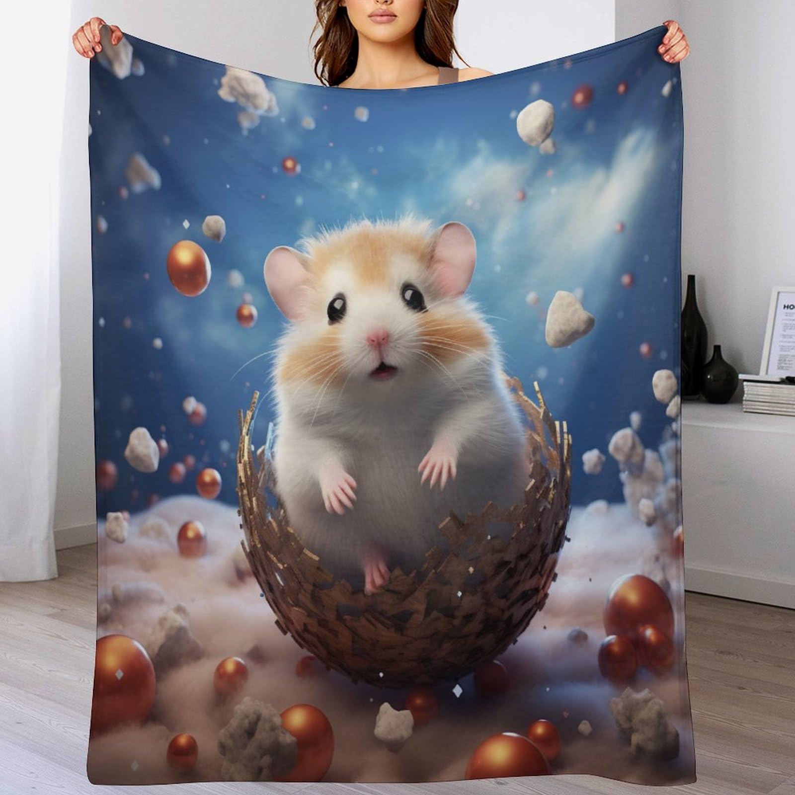 Couverture hamster 3D flanelle polaire couvre-lit léger