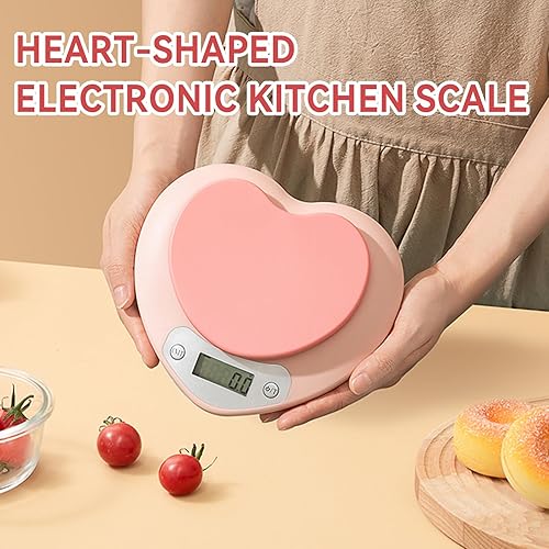Miniatura 2 de Linda báscula de alimentos, báscula digital en forma de corazón con pantalla LCD recargable para cocinar, hornear, pesar alimentos 0.04 oz11.0 lbs