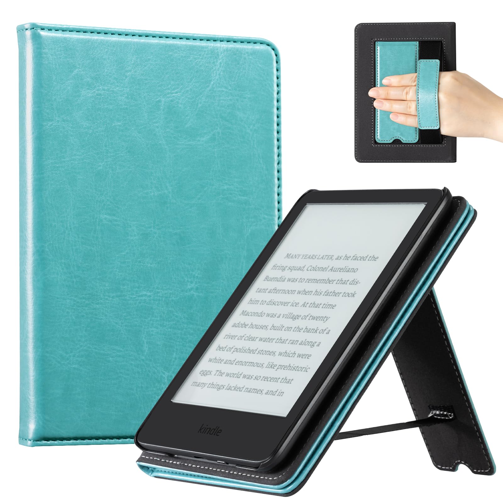 CoBak Case with Stand for for 6" Kindle (2024 &amp; 2022, 11th Gen) – PU Leather Smart Cover with Auto Sleep/Wake &amp; Hand Strap, Premium Protective Case for Kindle Basic