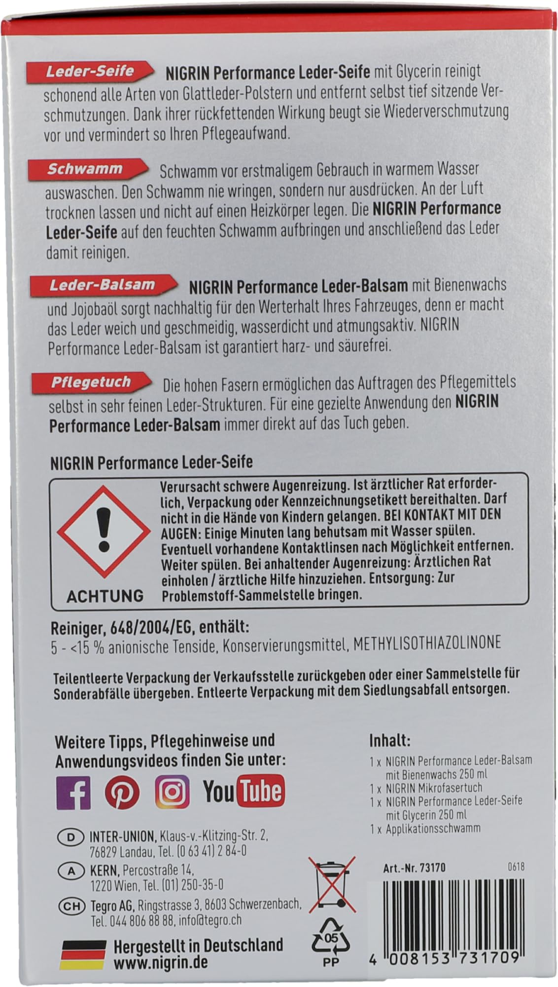 NIGRIN Performance pielęgnacja skóry, pielęgnuje naturalnymi olejami i woskami, odświeżający kolor, 2 x 250 ml