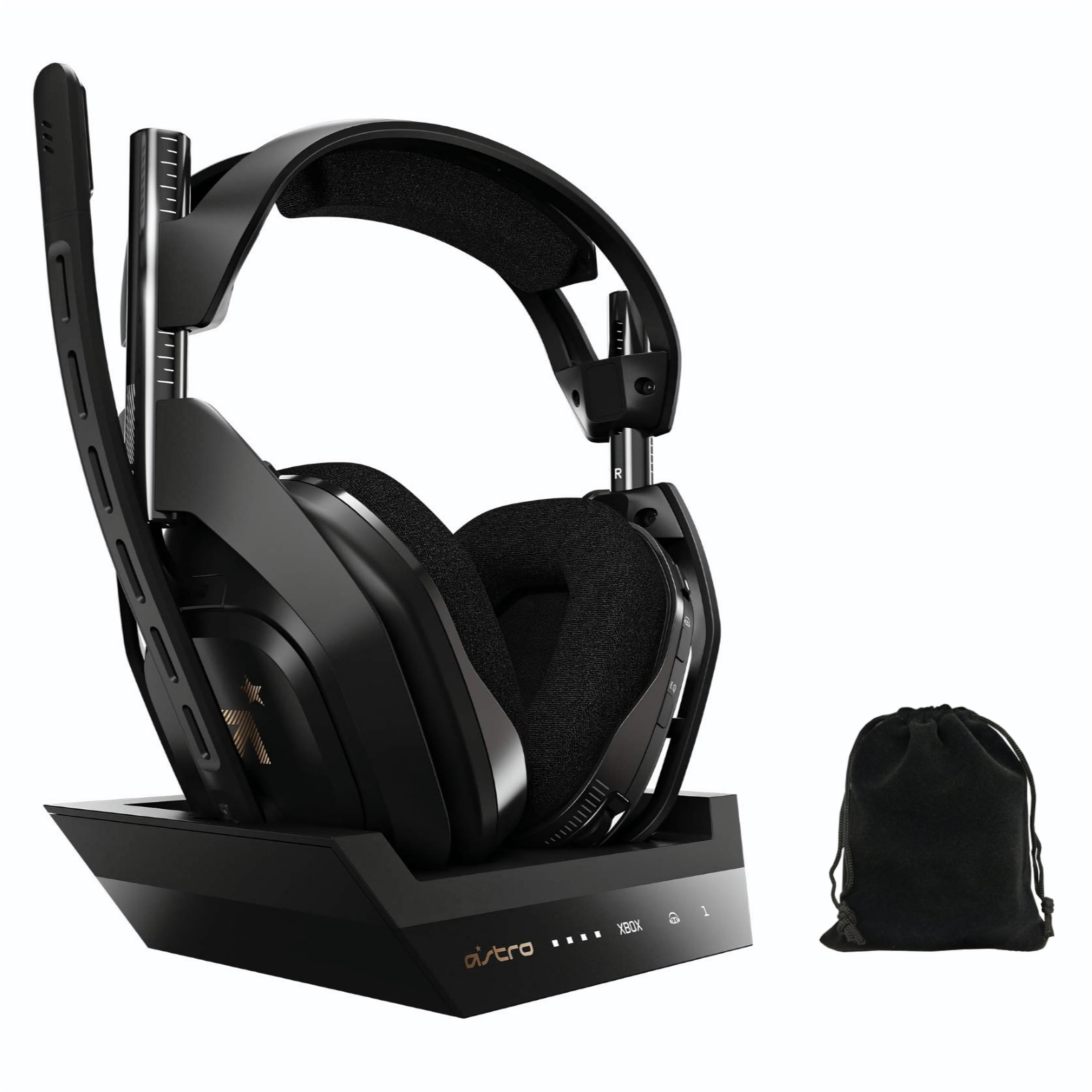 ASTRO GamingA50 Wireless Gaming Headset with Base Station Gen 4, Xbox Headset Wireless - Compatible with Xbox Series X|S, Xbox One, PC, Mac - Black/Gold, Bulk Packaging, Includes Storage Pouch