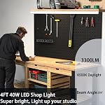 6-Pack 40W Liable LED Lumières de magasinage - 4FT 3300lm Installation d'utilité [240W Équivalent] - 6500K Lumière du jour, suspension/montage de surface pour garage - Comprend le cordon d'alimentation