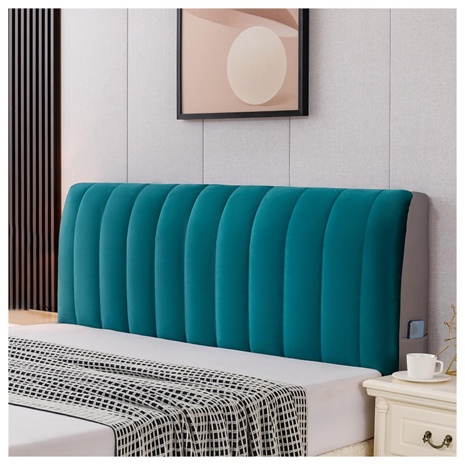 YUEZHONG Bed Headboard Cover, Velvet Bed Headboard Cover for Full Queen Size, Quilted Thicken Headboard Padding Protector Cover Bedroom Decor, Washable(Green,150x60cm/59x24in)