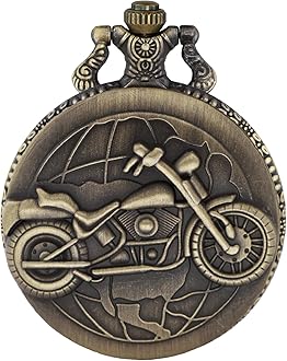 Vintage Punk Motorcycle Pocket Watch Quartz Bronze Steam Train Pocket Watch Men Women Gift for Christmas Birthday