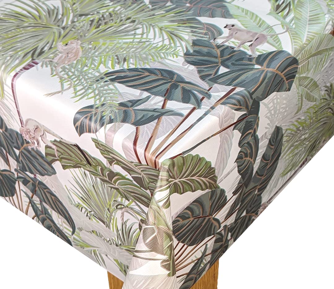 Karina Home Tropical Monkey Jungle Green Wipe Clean Tablecloth Vinyl PVC Table Cover Wipeable Table Cloth (200cm x 140cm)