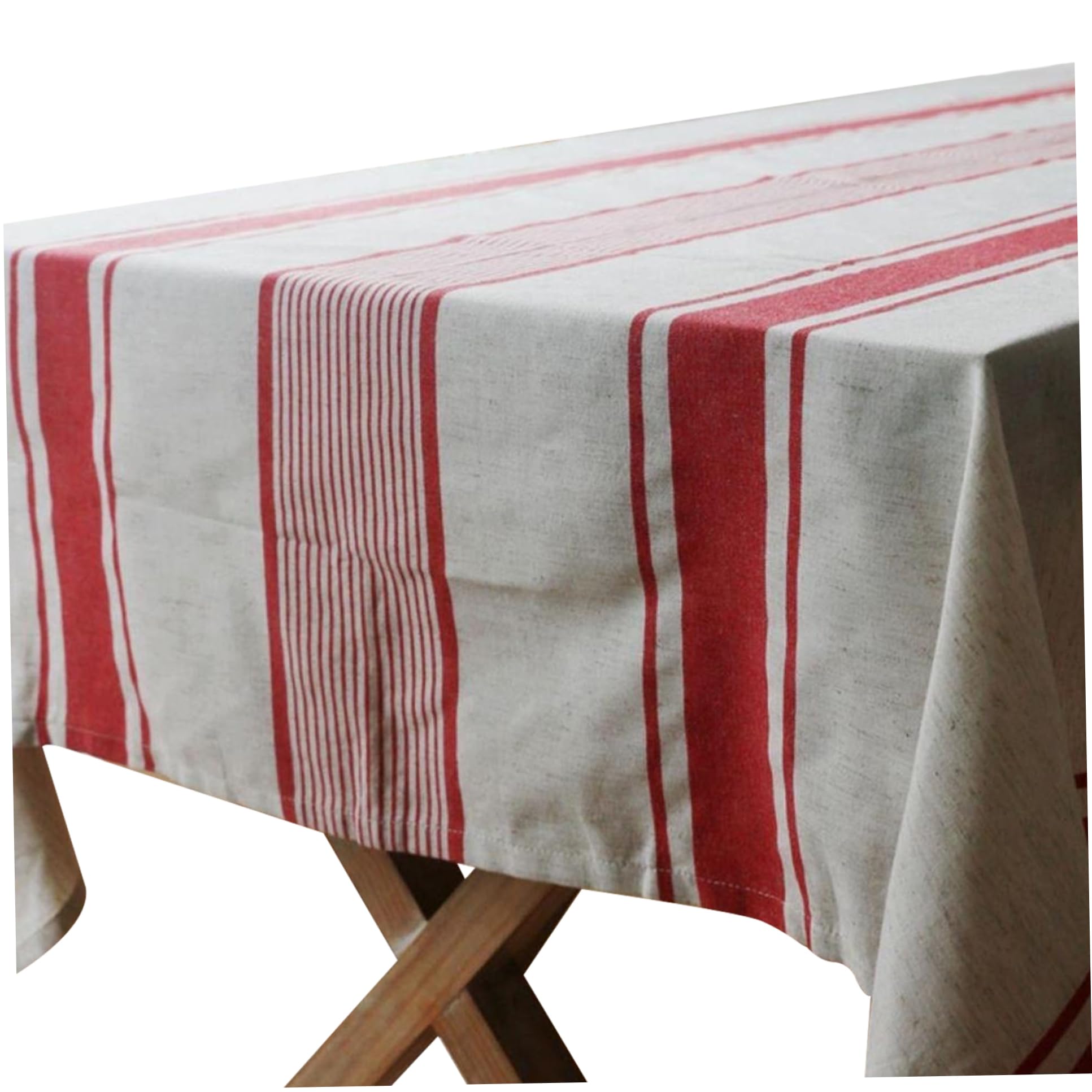 Nappe en lin vintage à rayures pour table de repas de tous les jours