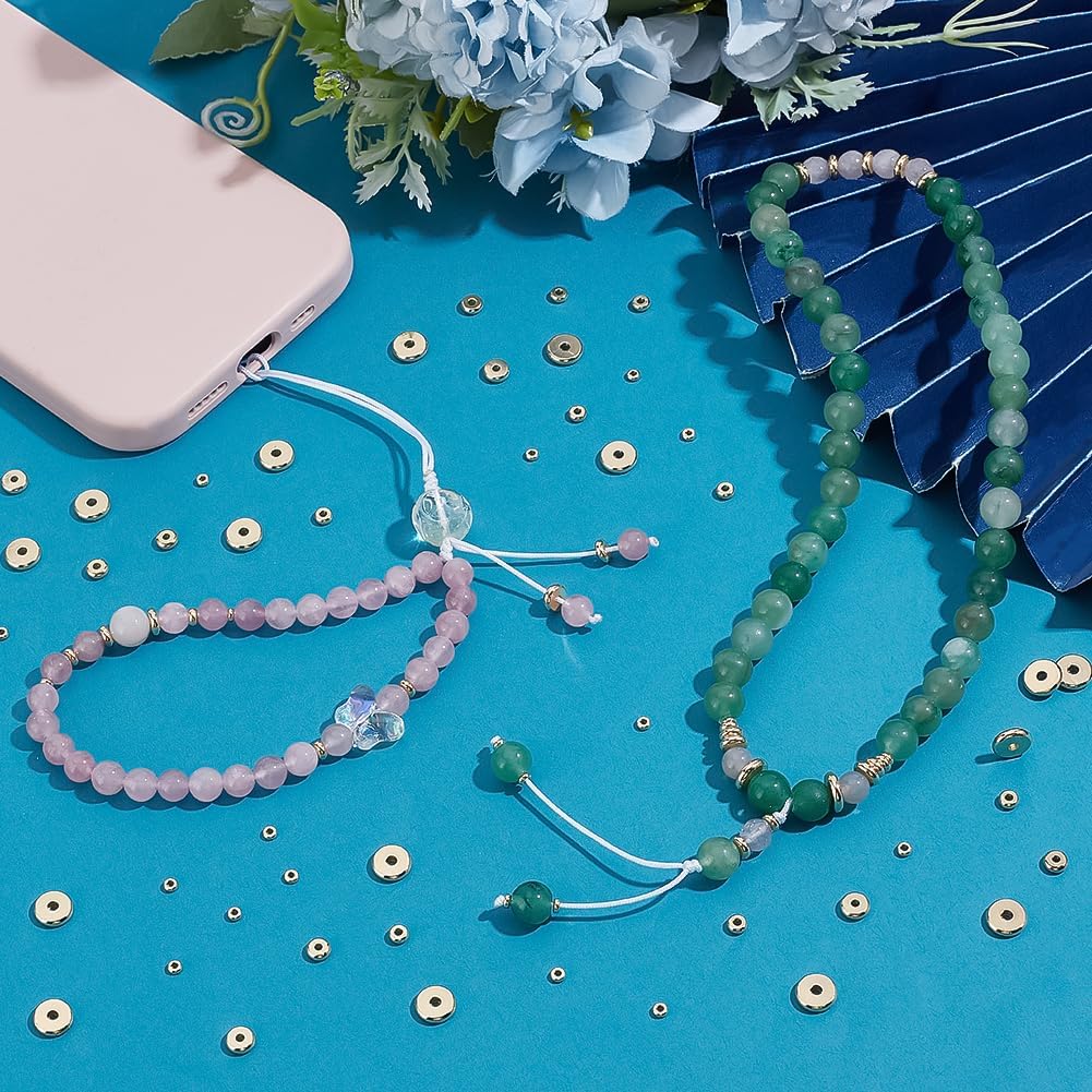 PH PandaHall 230pcs 14K Gold Plated Flat Round Spacer Beads 5 Sizes Flat Spacers Brass Disc Spacer Beads Loose Beads for Stackable Necklace Bracelet Jewelry Making DIY Crafts, 3/4/5/6/8mm - Image 4