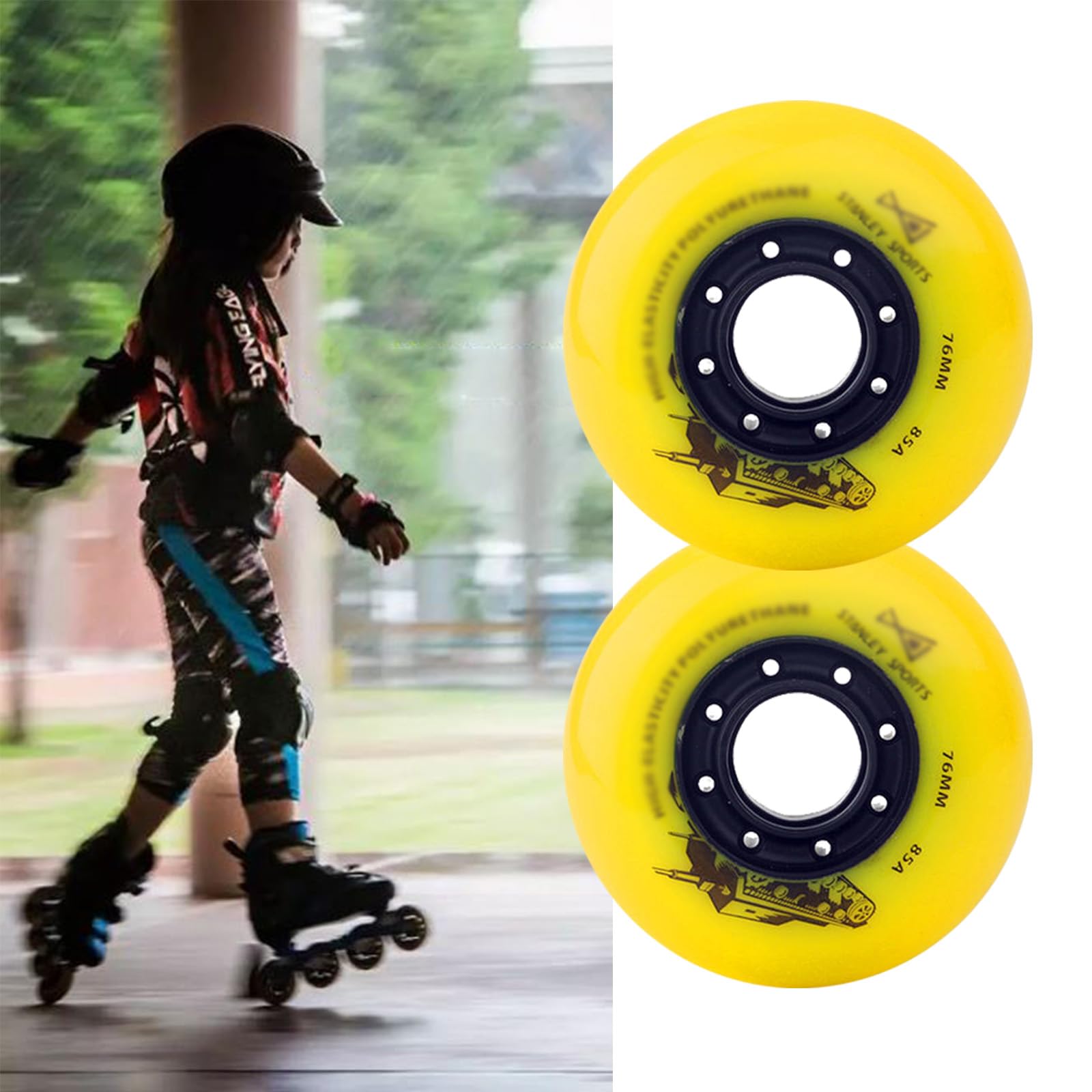 6 Ruote Pattini In Linea 90/100/110 Mm - Durezza 85A, Per Interno/Esterno, Ricambio, Scorrimento Fluido E Sicuro - Foto 2