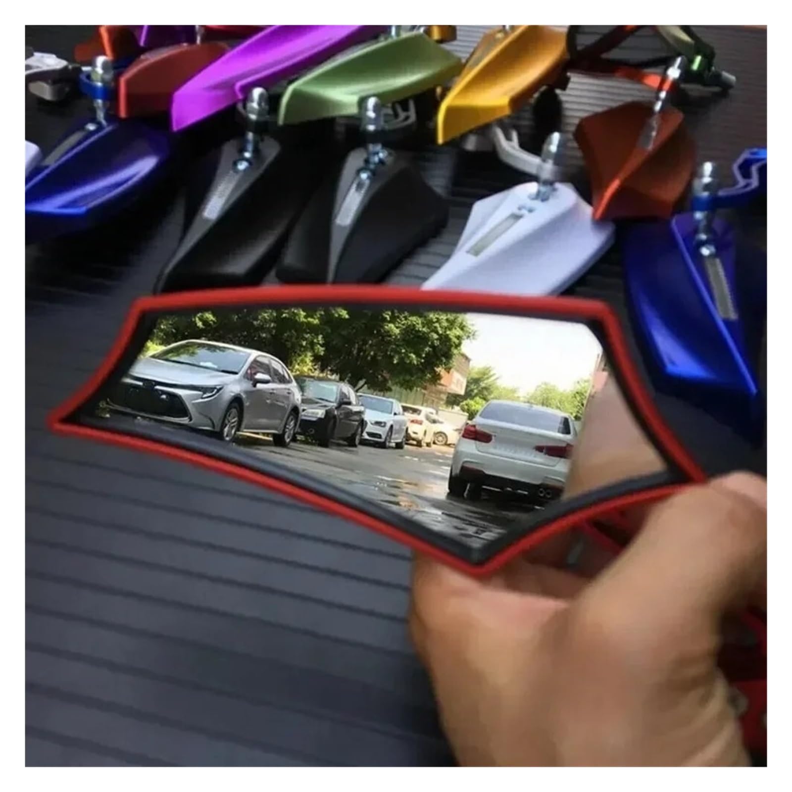 Motocyklowe Lusterka Wsteczne Moto Lusterko końców Uniwersalne 2 Szt. 8mm 10mm Motocyklowe Lusterka Wsteczne Lusterka Boczne(Purple)