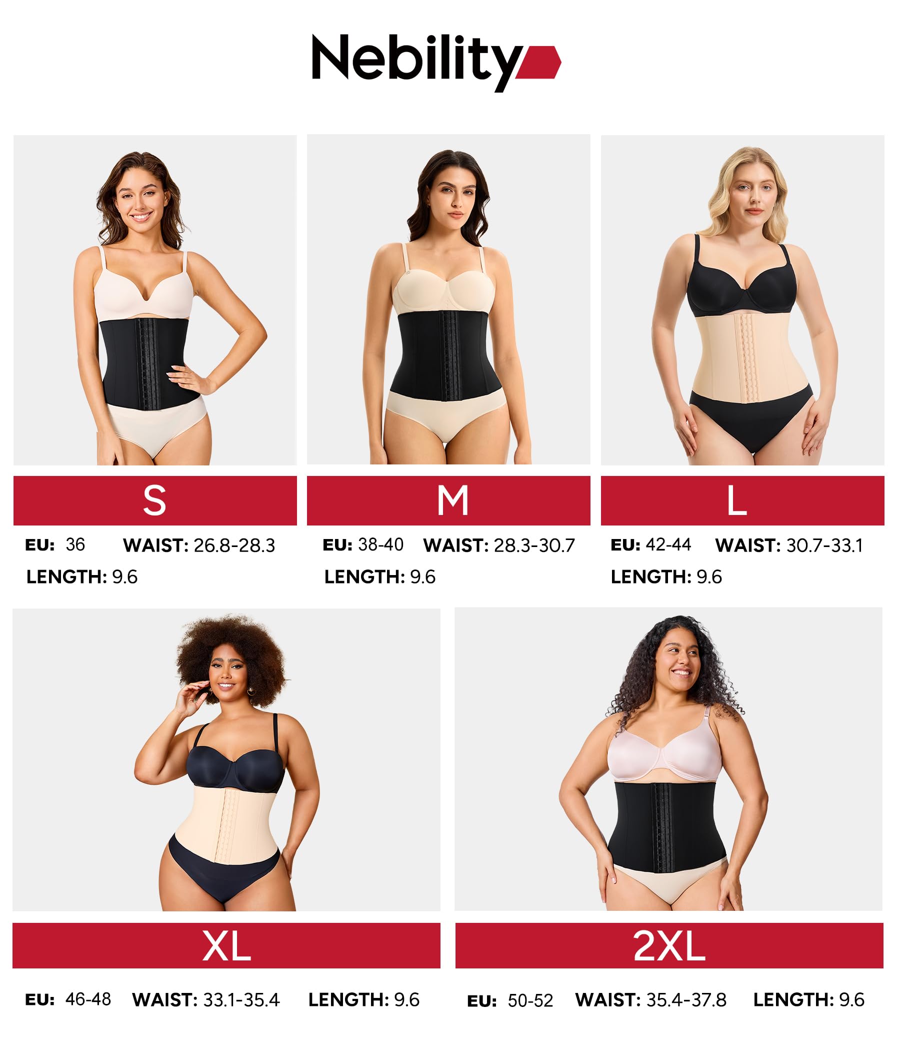 Nebility Femme Gaine Amincissante Ventre Plat Corset Minceur Waist Trainer Abdominale Serre Taille Ceinture Réglable