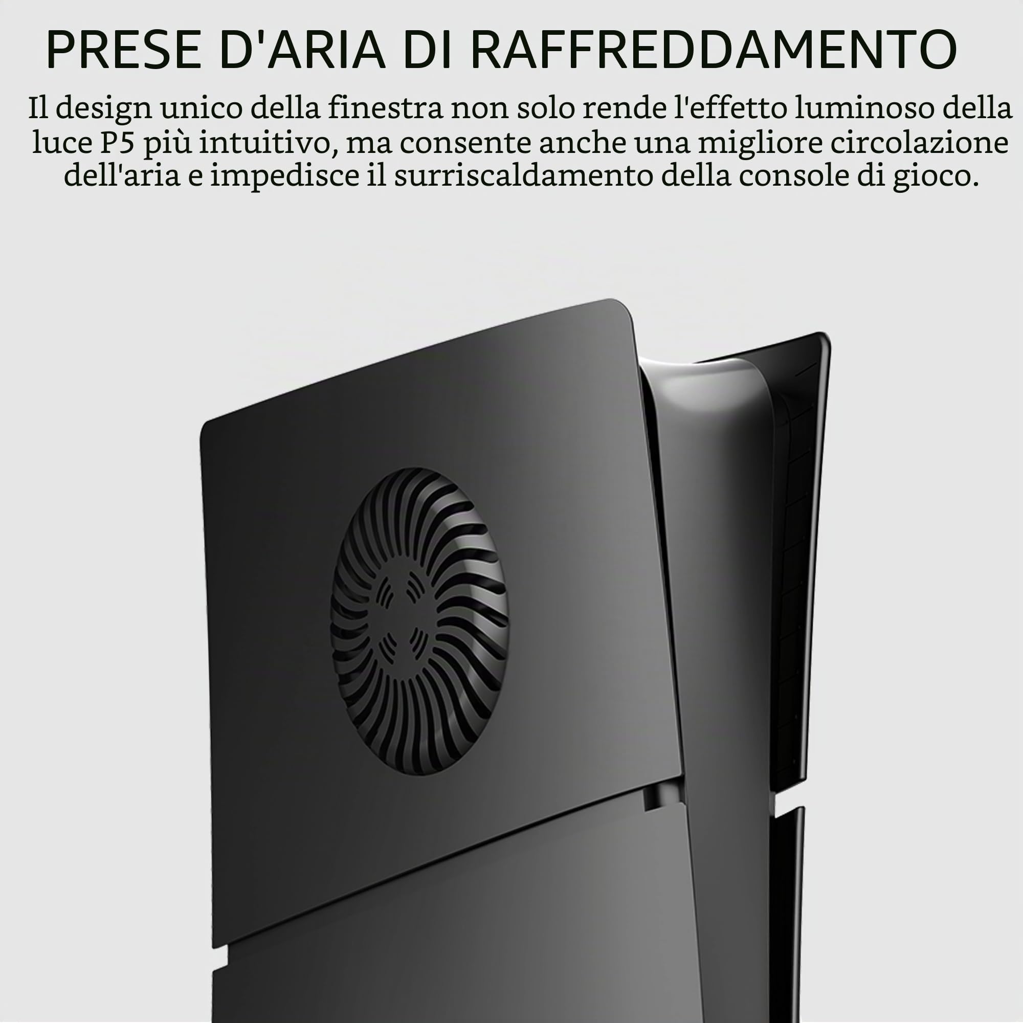 DOBEWINGDELOU Faceplate per PS5 Slim Digital Edition con prese d'aria e filtro antipolvere, pannelli di copertura per console Face Plate ABS antipolvere di ricambio laterale accessori custodia nera