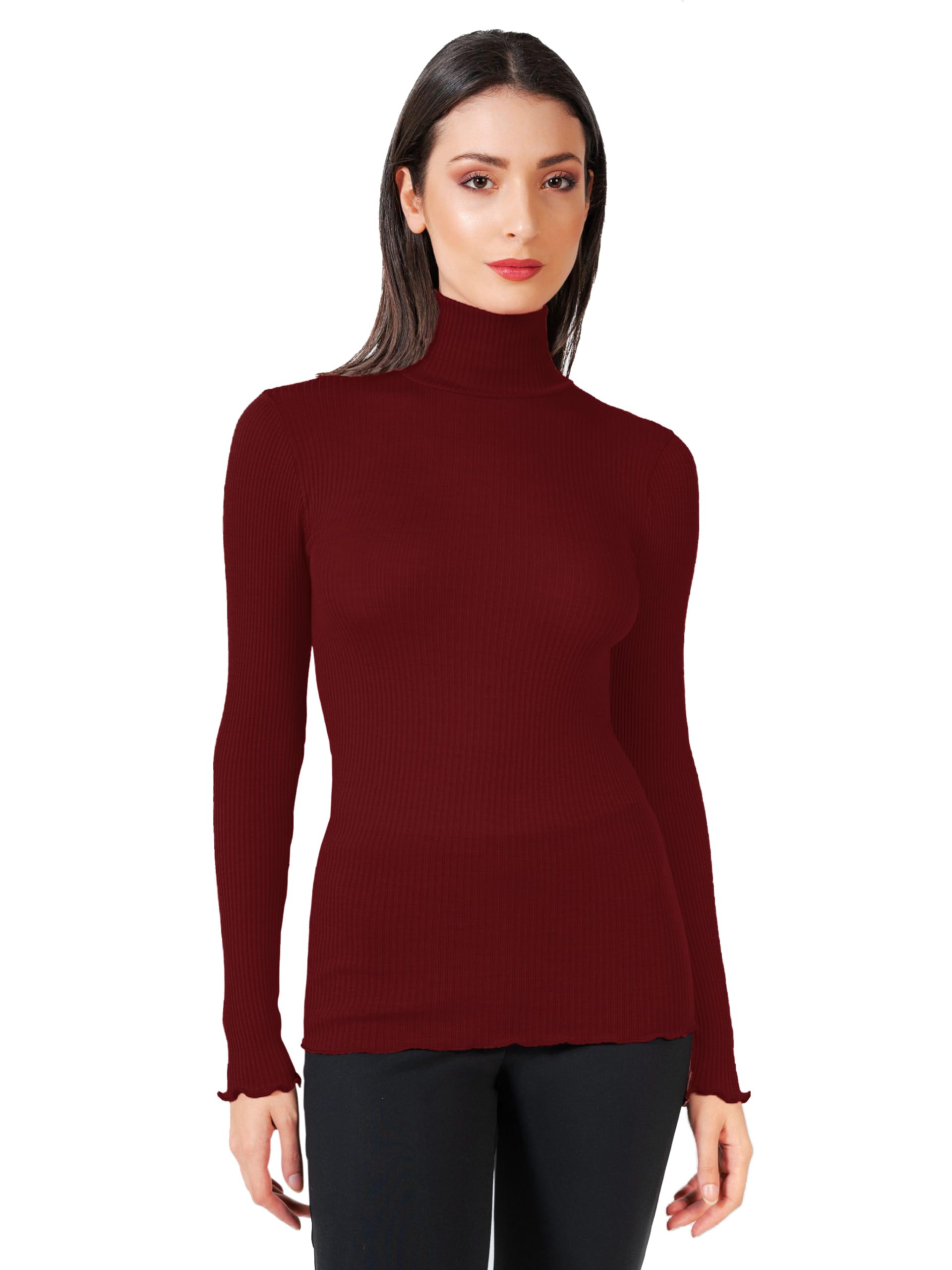 EGI Luxury Wool Silk Turtleneck Long Sleeve Top Proudly Made in Italy Art 1494