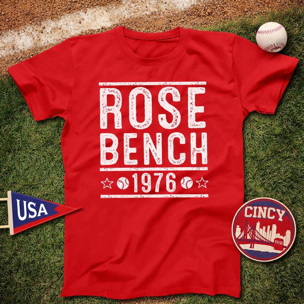Rose Bench 1976 Shirt – Vintage Baseball Election Tee – Cincinnati Inspired Retro Graphic T-Shirt – Unisex Softstyle Shirt