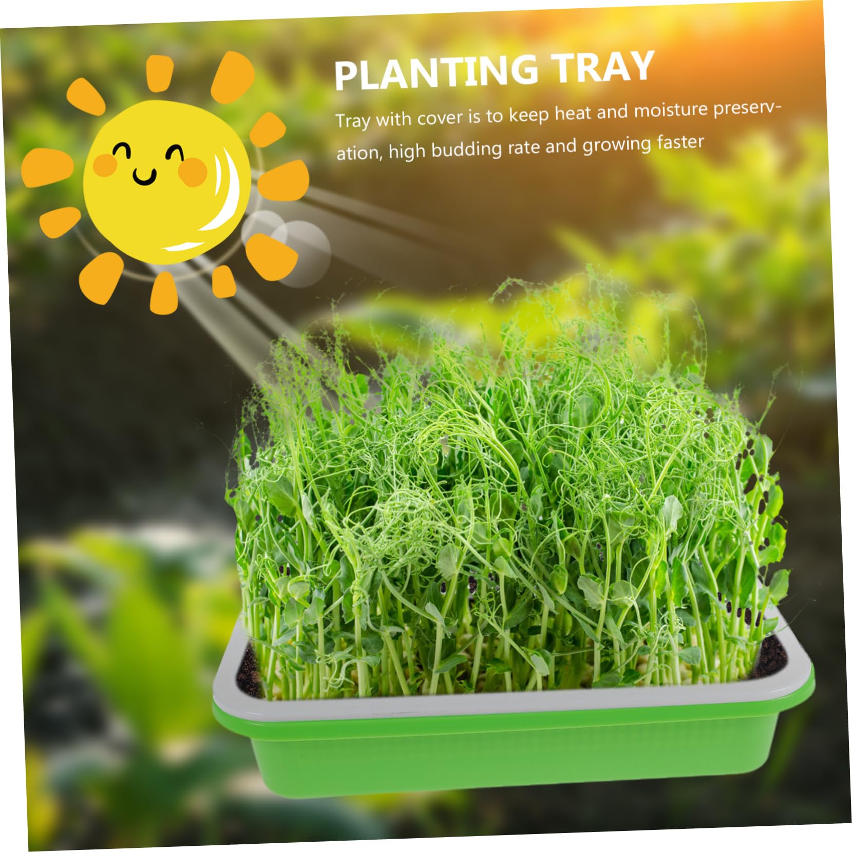 TOYANDONA Bandejas para Germinadores Tapa para Jardinería, Pack 2 Unidades, de Cultivo Plástico Profundo, Germinador de Brotes Soja, Germinación sin Tierra, Uso Doméstico y Huerto Urbano