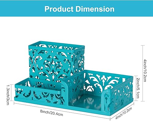 Miniatura 8 de Organizador para escritorio de oficina, de EasyPag, con 3 compartimentos, con diseño calado de flores, Dark Teal