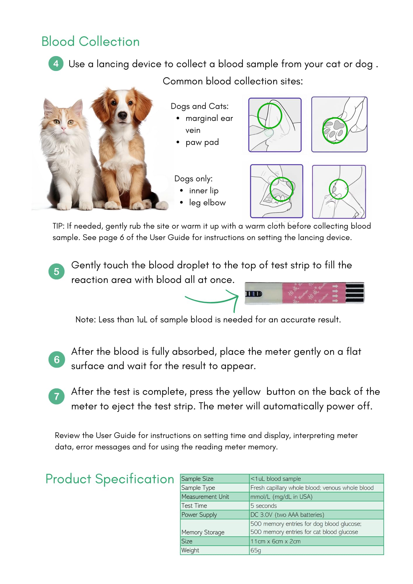Elimedical Eli-Vet Sistema di Monitoraggio della Glicemia, per Cani e Gatti Diabetici a Uso Veterinario, BGMS01